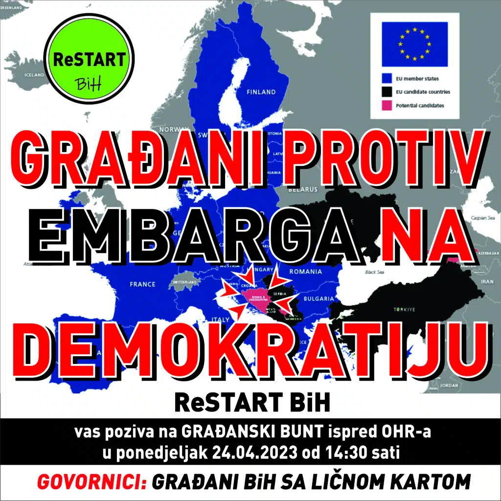 Mirni protesti 24.04. – ‘Građani protiv embarga na demokratiju’