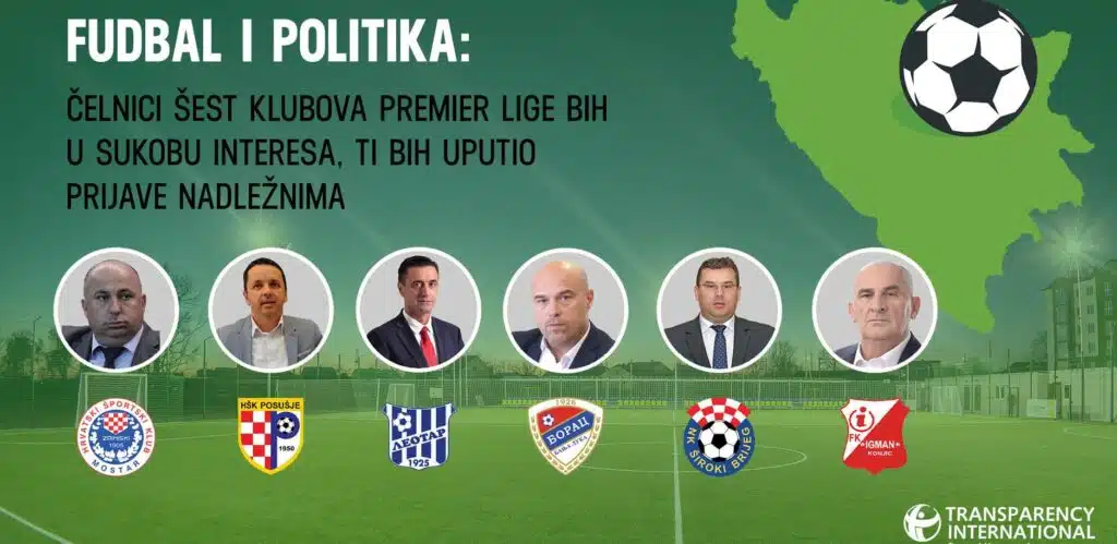 Čelnici šest klubova Premier lige godinama u sukobu interesa, TI BIH uputio prijave