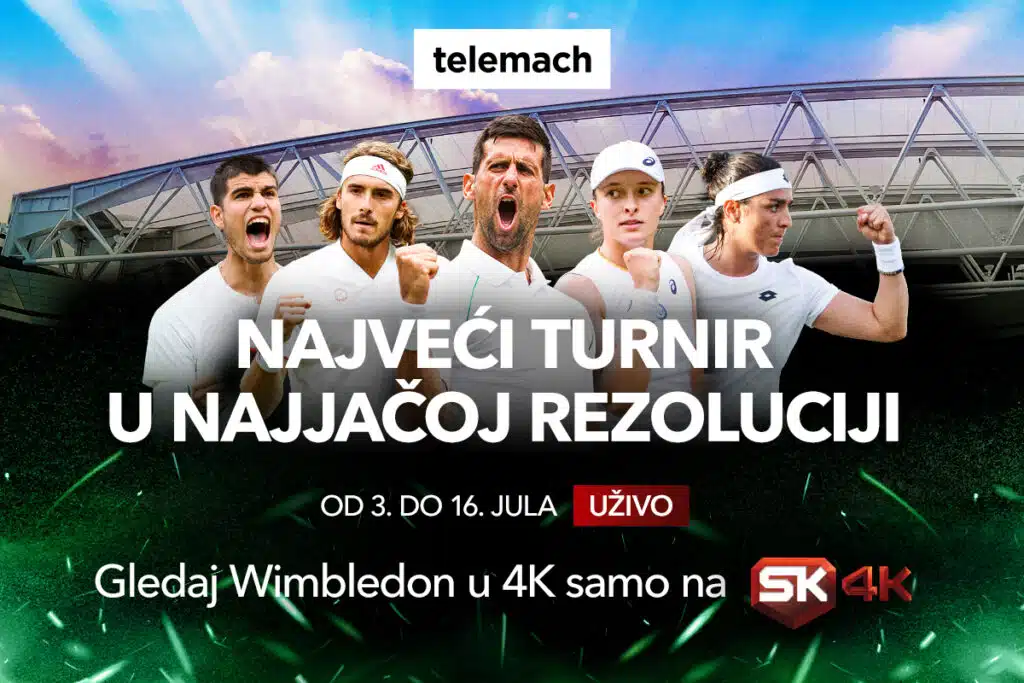 Telemach BH najavljuje tenisku groznicu: Gledajte uživo mečeve s Wimbledona u 4K rezoluciji na Sport Klub 4K kanalu