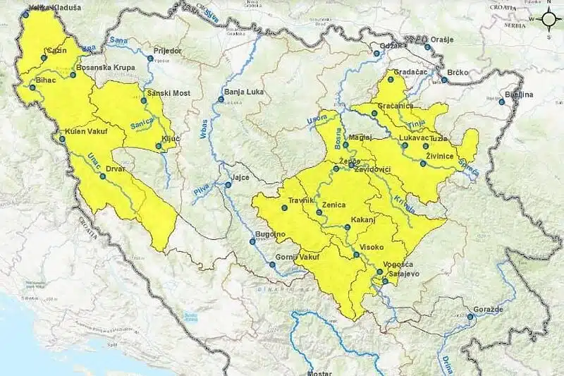 Na području USK, KS, TK i ZDK od 23. do 25. septembra moguće bujične poplave