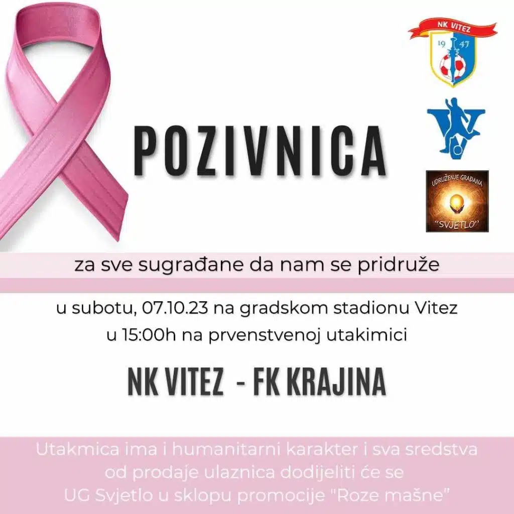 Udruga građana Svjetlo: Dan roze vrpce i humanitarna utakmica