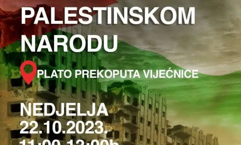 Palestinska zajednica u BiH najavila za nedjelju u Sarajevu skup podrške palestinskom narodu