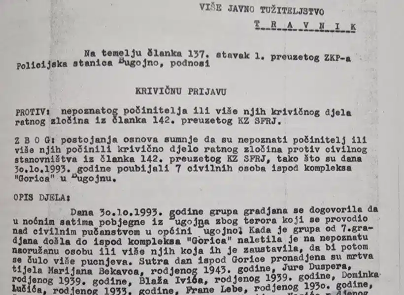 U ponedjeljak u Bugojnu 30.obljetnica stradanja sedmorice Hrvata koji su pokušali pobjeći iz logora