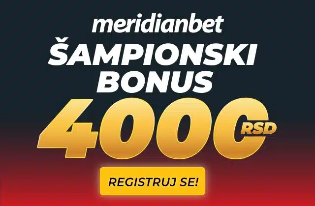 ŠAMPIONSKI BONUS U MERIDIJANU: Ove srede uzmite 4.000 dinara i odigrajte GRATIS tiket!