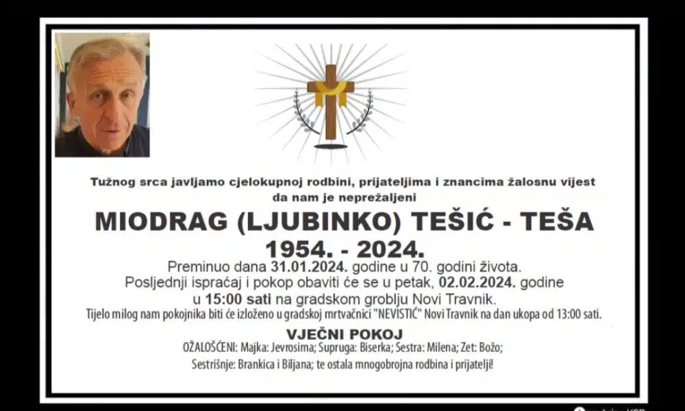 Danas u Novom Travniku sahrana legendarnom Miodragu Tešiću