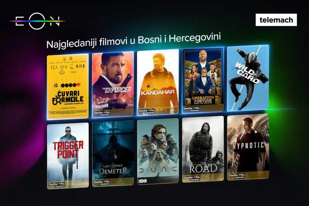 Deset najpopularnijih filmova u EON Video klubu u Bosni i Hercegovini