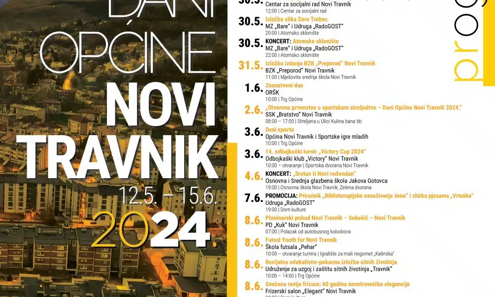 Dani općine Novi Travnik 2024: 30 vrhunskih događaja raspoređenih u 35 dana