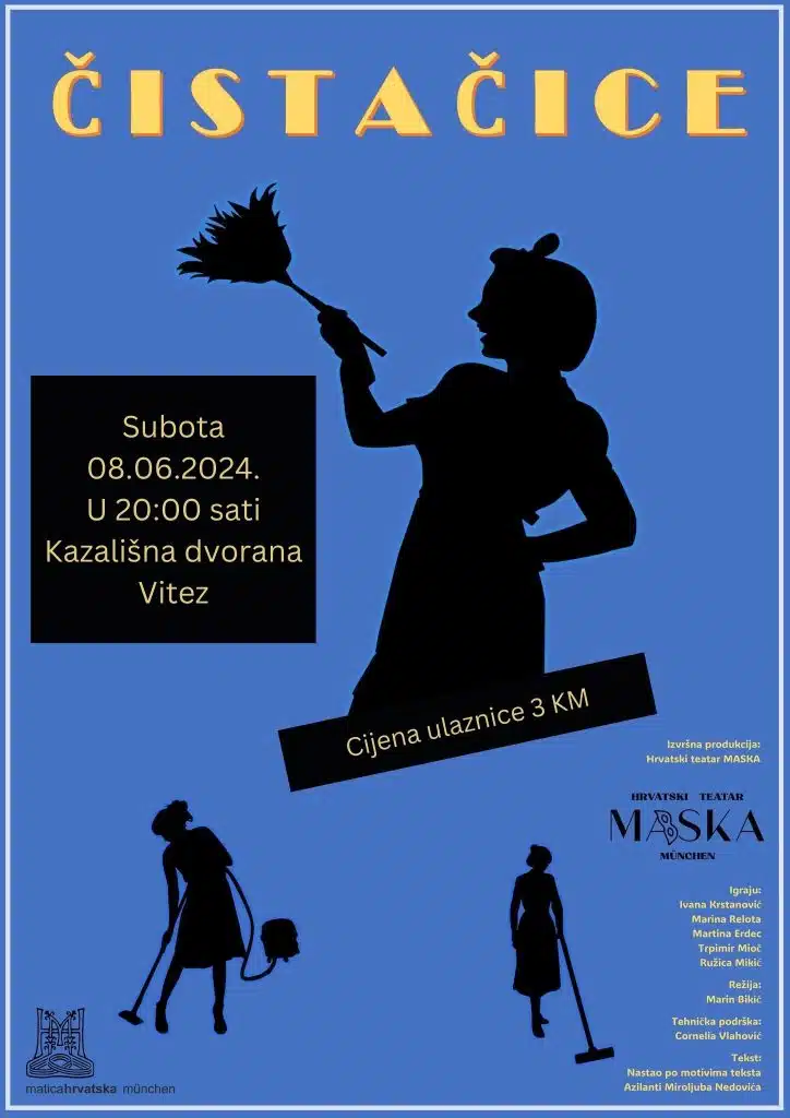 U subotu u Vitezu bit će izvedena sjajna komedija “Čistačice” Hrvatskog kazališta “Maska” iz Münchena.
