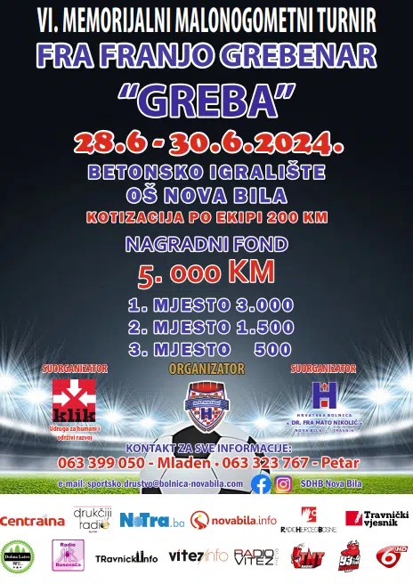 Otvorene prijave za VI. Memorijalni malonogometni turnir Fra Franjo Grebenar “Greba”