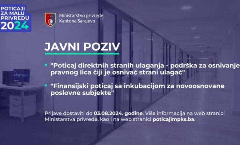 Objavljena još dva javna poziva Ministarstva privrede KS za poticaje razvoju male privrede