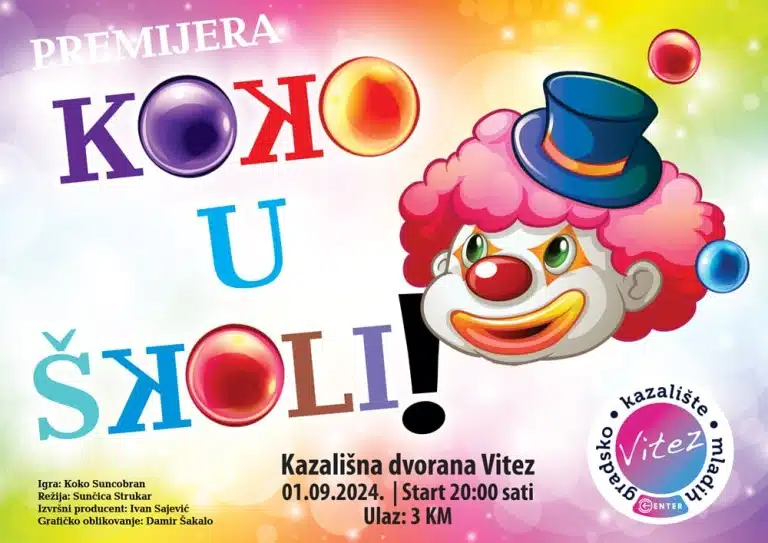 Početak 16. Dana kazališta “Vitez 2024” obeležava premijera predstave “Koko u školi”