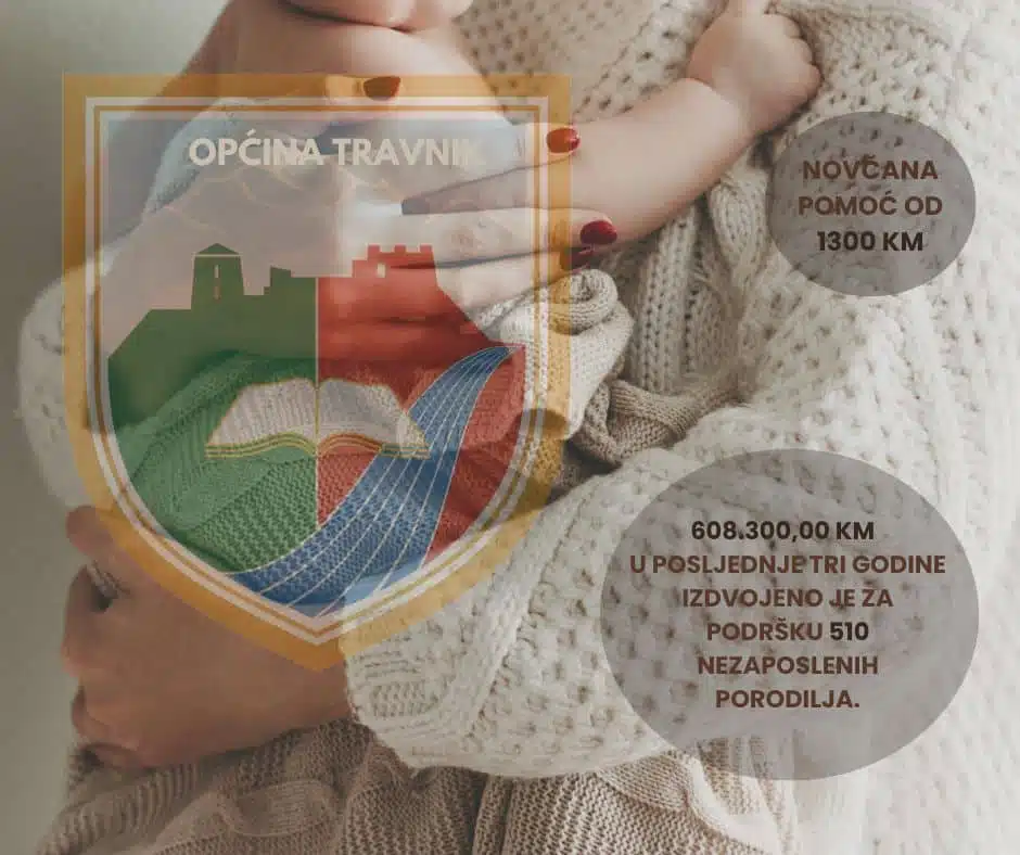 Općina Travnik nastavlja podršku nezaposlenim porodiljama: Skoro sedmerostruko povećanje novčane pomoći – sada iznosi…