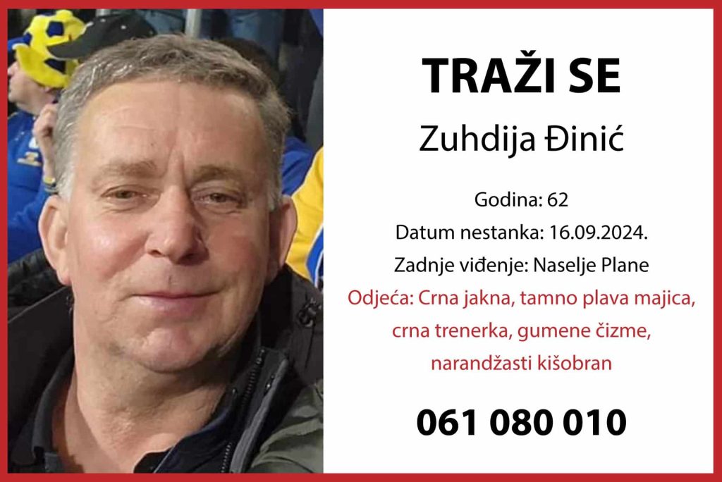 Potraga za Zuhdijom Đinićem iz tuzlanskog naselja Plane