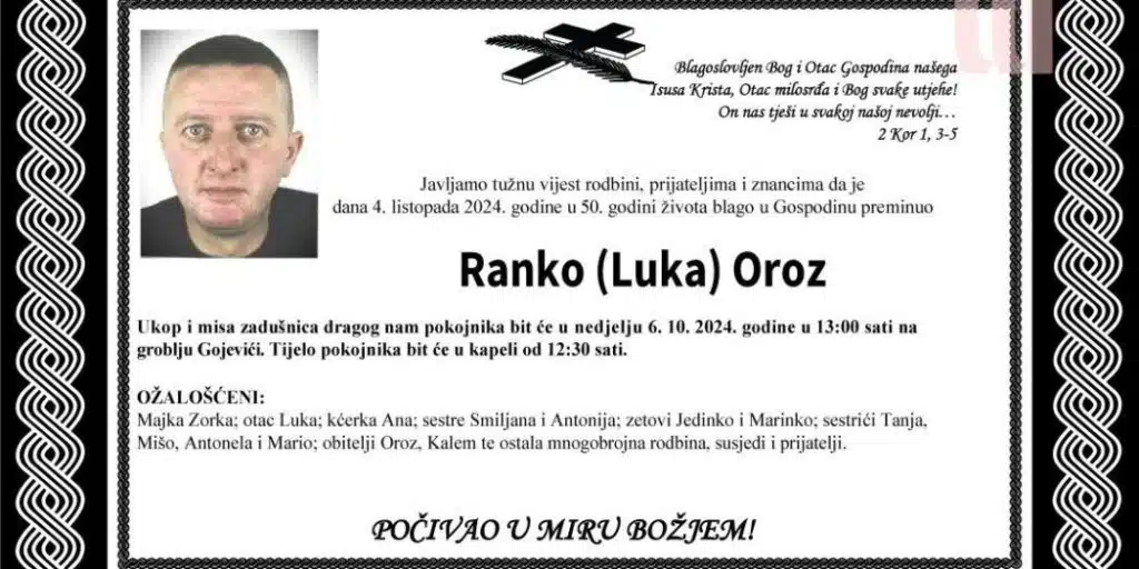 Sutra sahrana Ranka Oroza koji je poginuo u poplavama u Fojnici