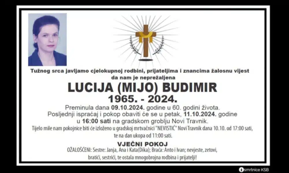 Nova tragedija u Novom Travniku: Omiljena profesorica hrvatskog jezika Lucija Budimir preminula u 60. godini