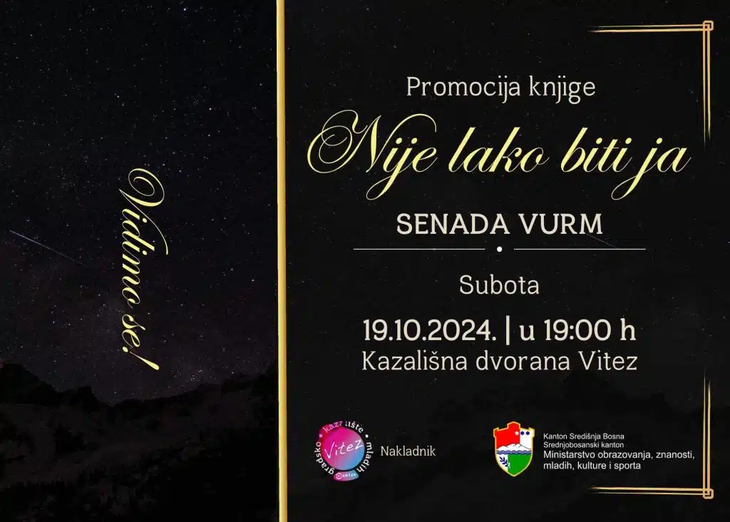 NAJAVA: Promocija knjige autorice Senade Vurm pod nazivom “Nije lako biti ja”