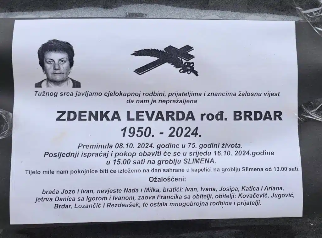 Preminula je Zdenka Levarda