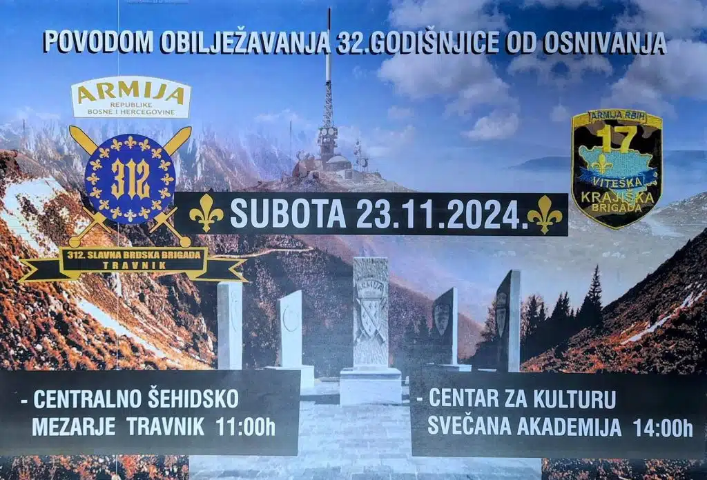 Obilježavanje 32. godišnjice od osnivanja 312. Slavne brdske brigade u Travniku