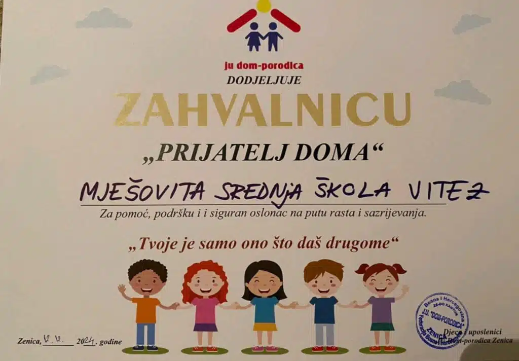 MSŠ Vitez: Projekt vijeća učenika- „Jedan slatkiš, jedno dijete“!