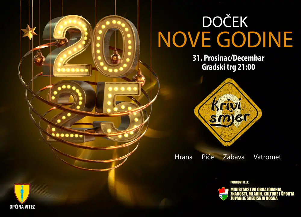 Doček Nove godine na Gradskom trgu u Vitezu