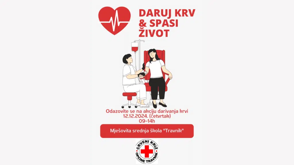 Humanitarna akcija darivanja krvi u prostorijama Mješovite srednje škole Travnik