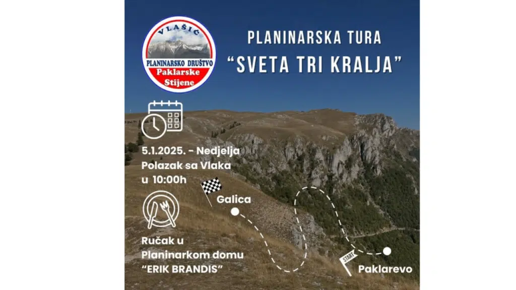 Planinarsko društvo “Paklarske stijene” organizira turu ”Sveta tri kralja”