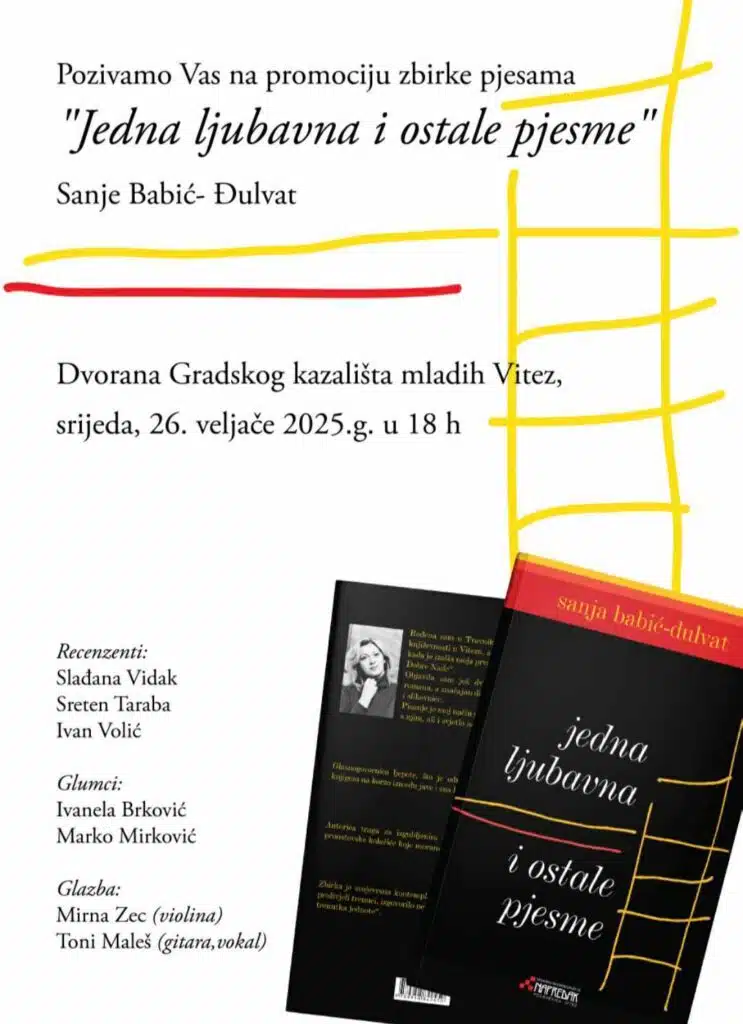 NAJAVA: Promocija zbirke pjesama “Jedna ljubavna i ostale pjesme”
