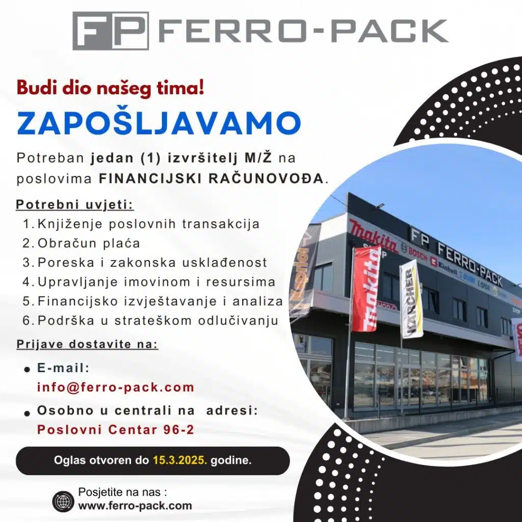 Poduzeće Ferro-Pack zapošljava na dva radna mjesta!