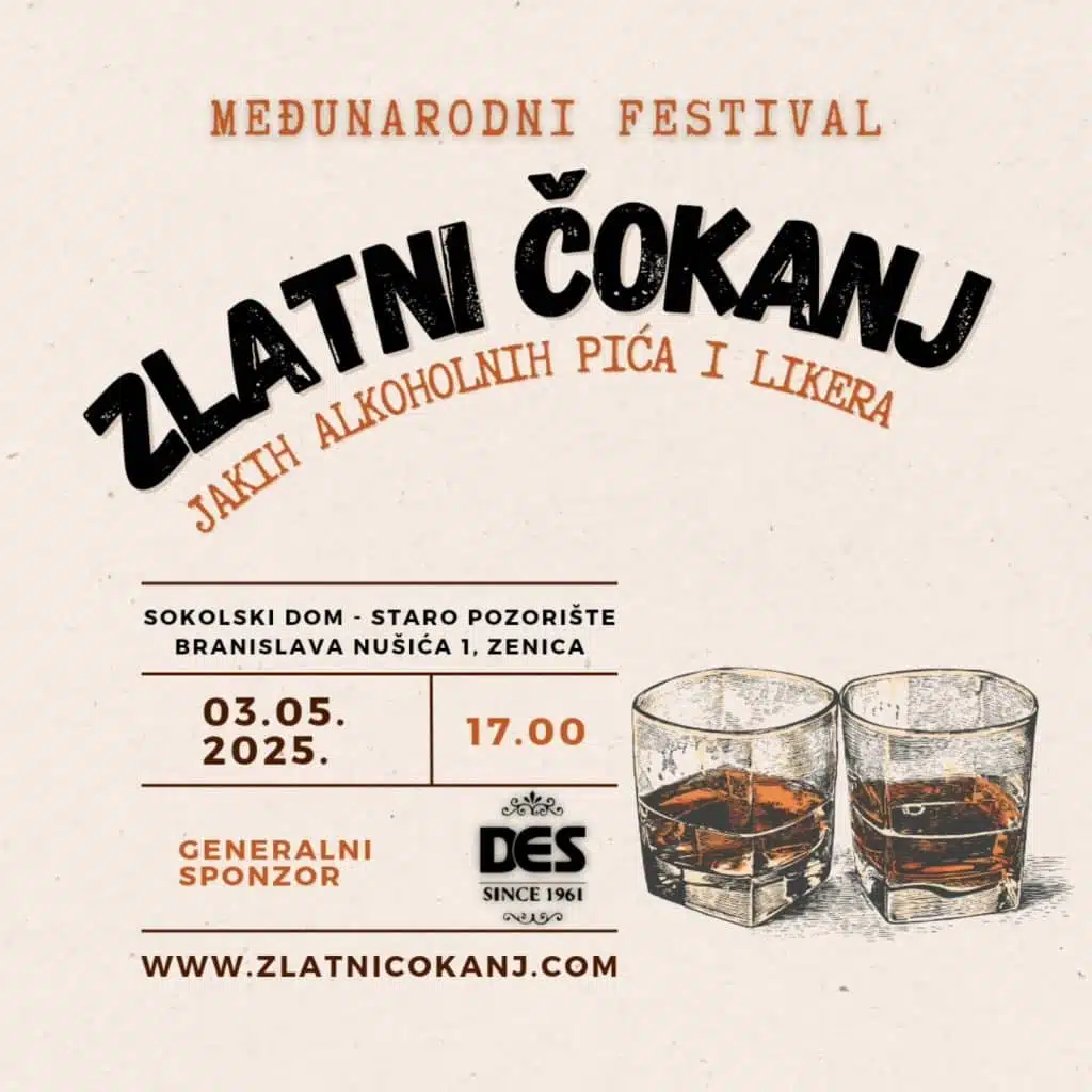 Novi datum održavanja 7. Međunarodnog festivala rakije i likera „Zlatni Čokanj 2025“ Zenica