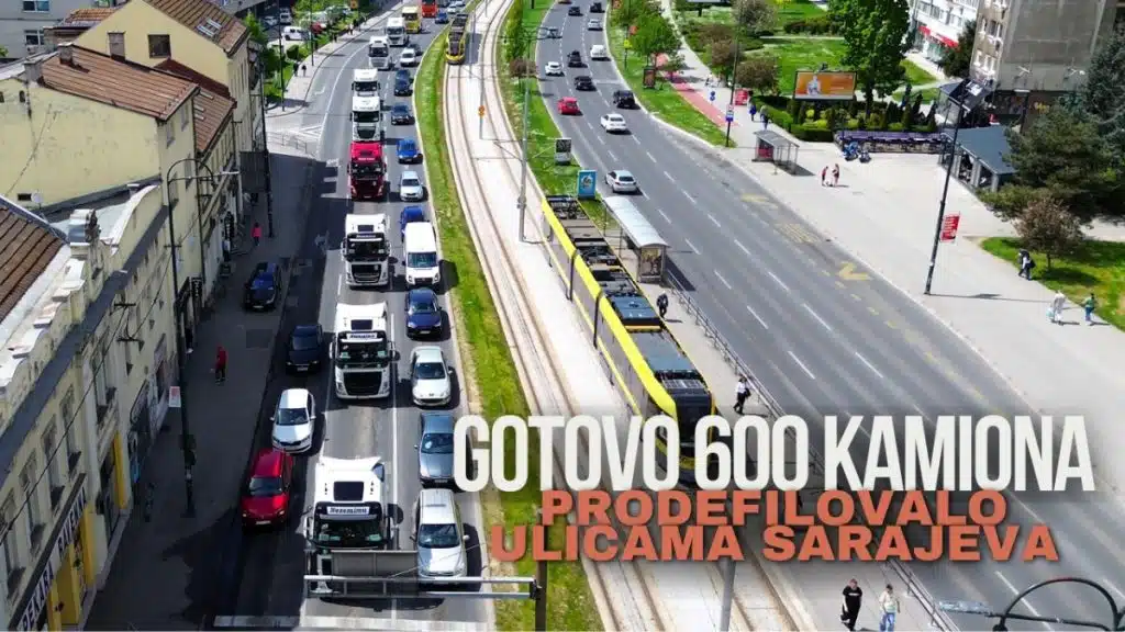 Video/ Pogledajte kako je defile 600 kamiona kroz Sarajevo izgledao iz zraka