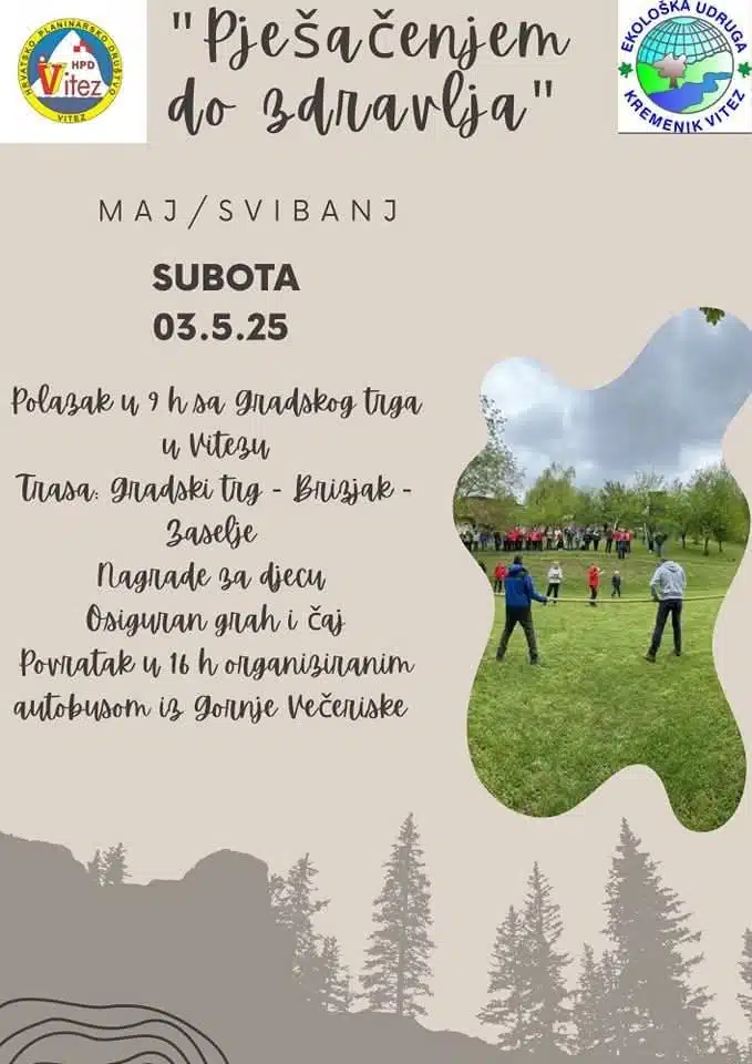 Vitez: Poznat novi termin “Pješačenjem do zdravlja”