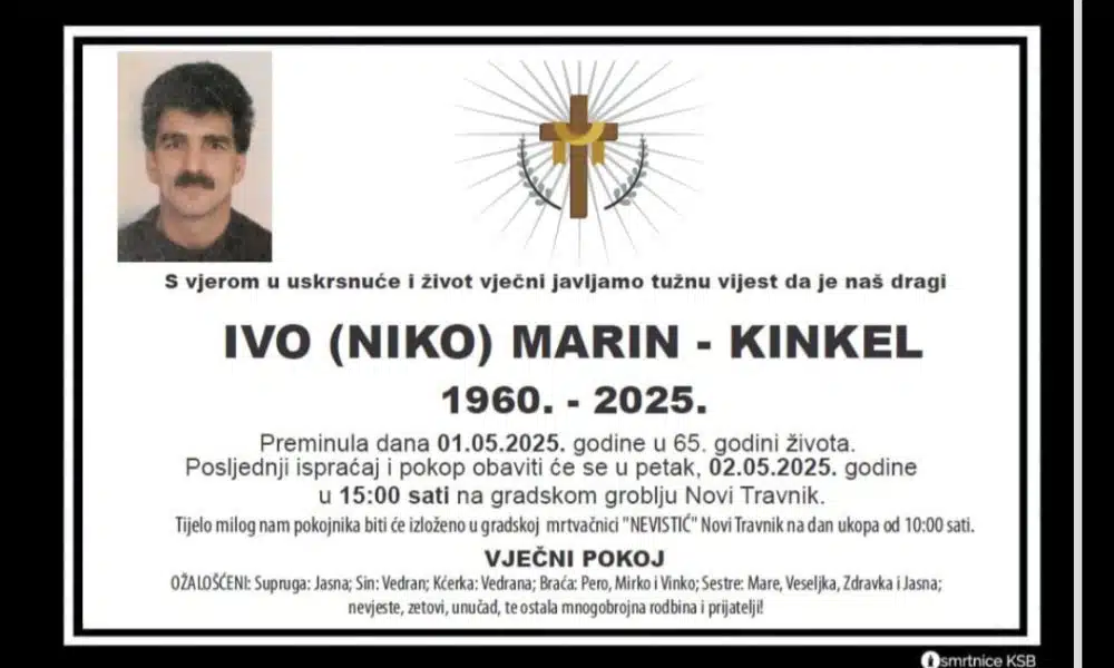 U Novom Travniku preminuo Ivo Marin Kinkel