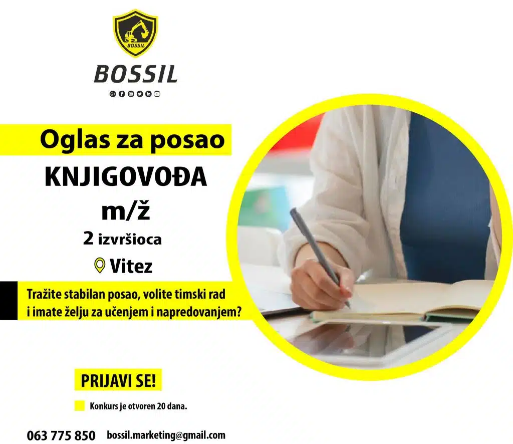 BOSSIL d.o.o. raspisuje oglas za posao