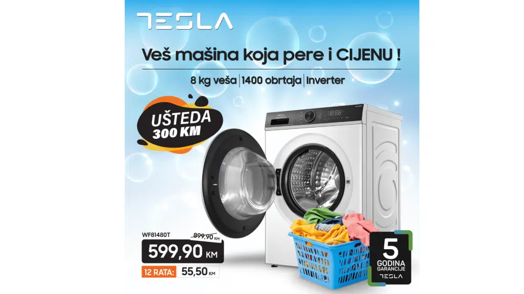 Ugrabite Tesla mašinu za veš prije ljeta u Dstore po odličnoj akcijskoj cijeni!
