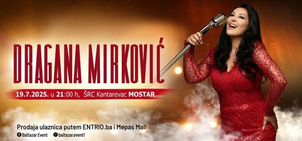 Ove subote koncertni spektakl Dragane Mirković u Mostaru Dragana poručila: „Jedva čekam da se družimo i pjevamo zajedno. A do ove subote, šaljem vam poljupce!“