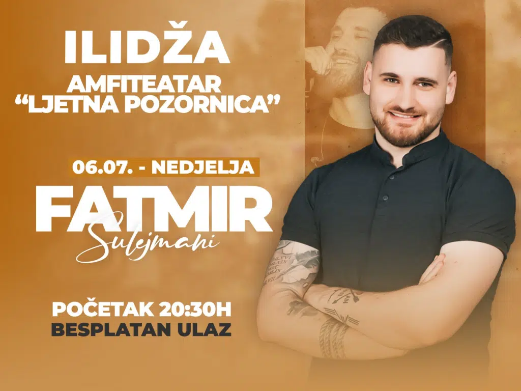 Fatmir Sulejmani nastupa na Ilidži: Besplatan koncert na Ljetnoj pozornici 6. jula
