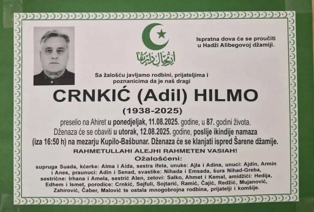 Preminuo je Crnkić Hilmo