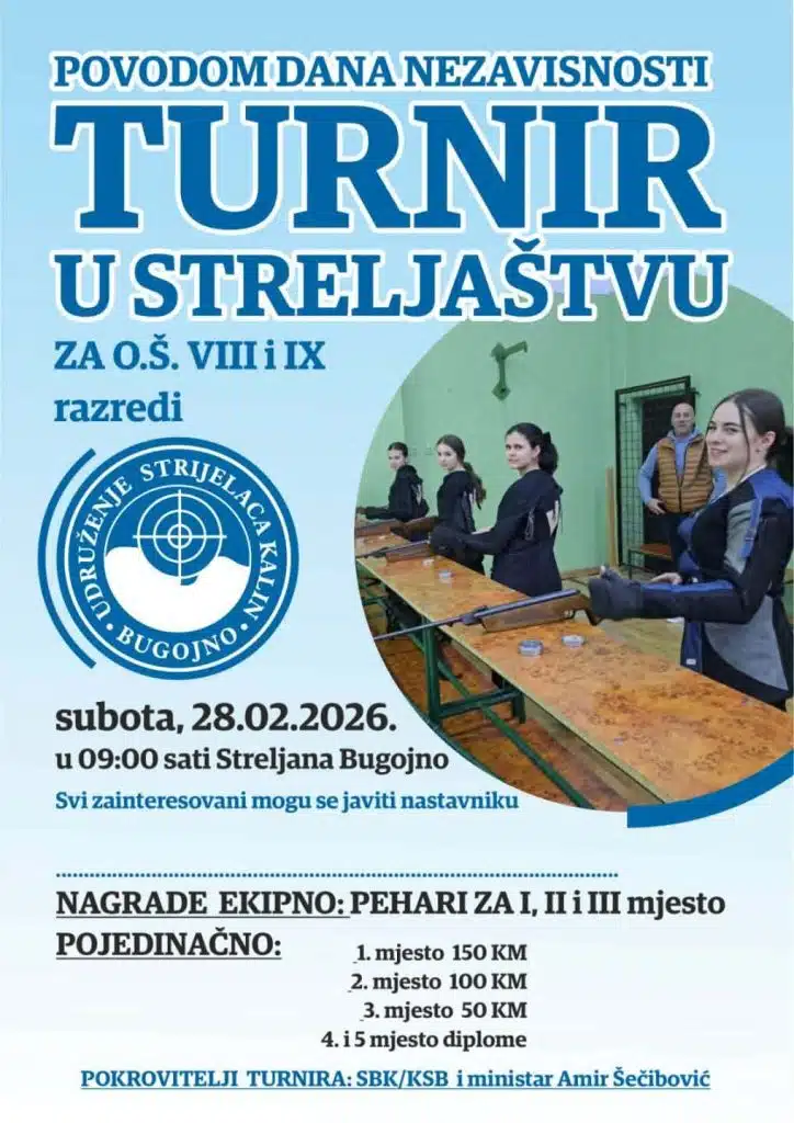 Turnir u streljaštvu za učenike VIII i IX razreda osnovnih škola!