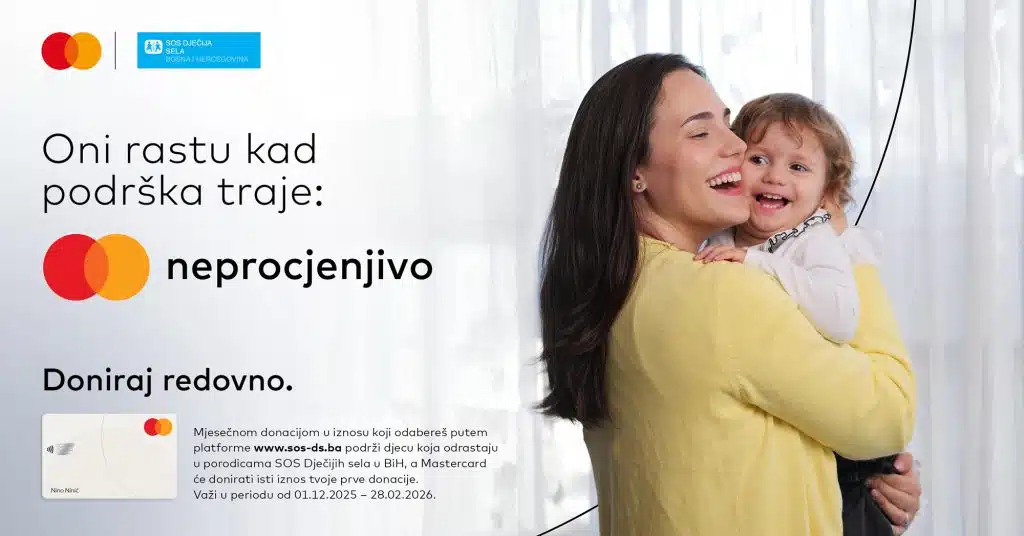 Pet godina rasta: SOS Dječija sela u BiH i Mastercard privlače sve više donatora za djecu bez roditeljskog staranja
