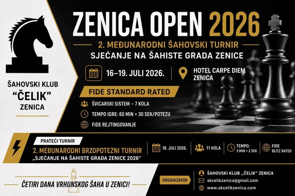 U susret Zenica Open 2026.: Nagradni fond 5.100 KM