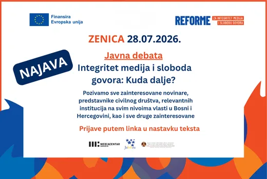 Poziv na javnu debatu ‘Integritet medija i sloboda govora: Kuda dalje?’