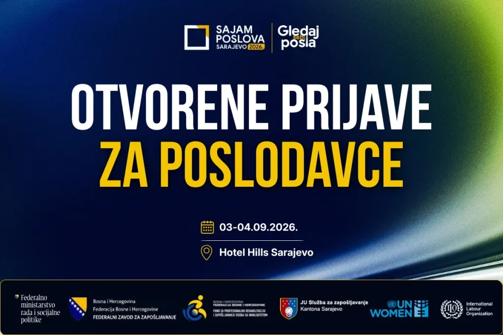 Više od 100 poslodavaca na jednom mjestu: Otvorene prijave za Sajam poslova ”Gledaj sebi posla”