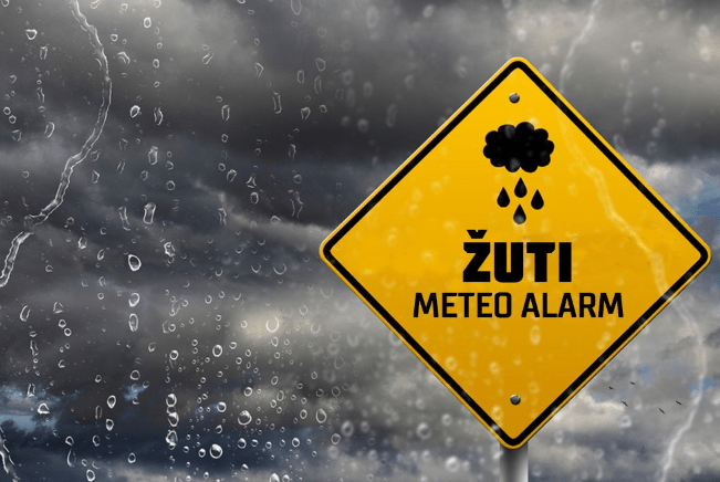 Žuti meteoalarm: Najavljeni pljuskovi i oluje s grmljavinom
